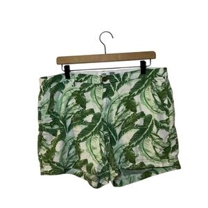 Old Navy Green and White Shorts Tropical Leaf Print